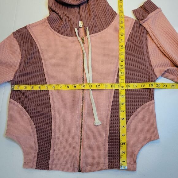 POL Pink and Mauve Waffle Knit Full Zip Hooded Jacket Sweatshirt Women's Small - Picture 11 of 12